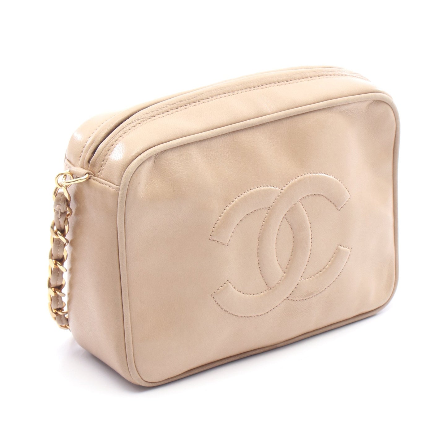 チェーンショルダーバッグ ラムスキン ベージュ ゴールド金具 シャネル バッグ CHANEL
