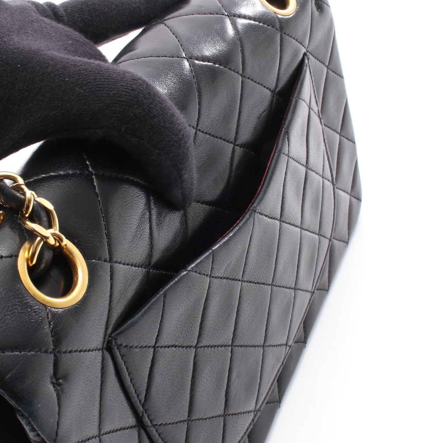 マトラッセ Wフラップ Wチェーンショルダーバッグ ラムスキン ブラック ゴールド金具 シャネル バッグ CHANEL