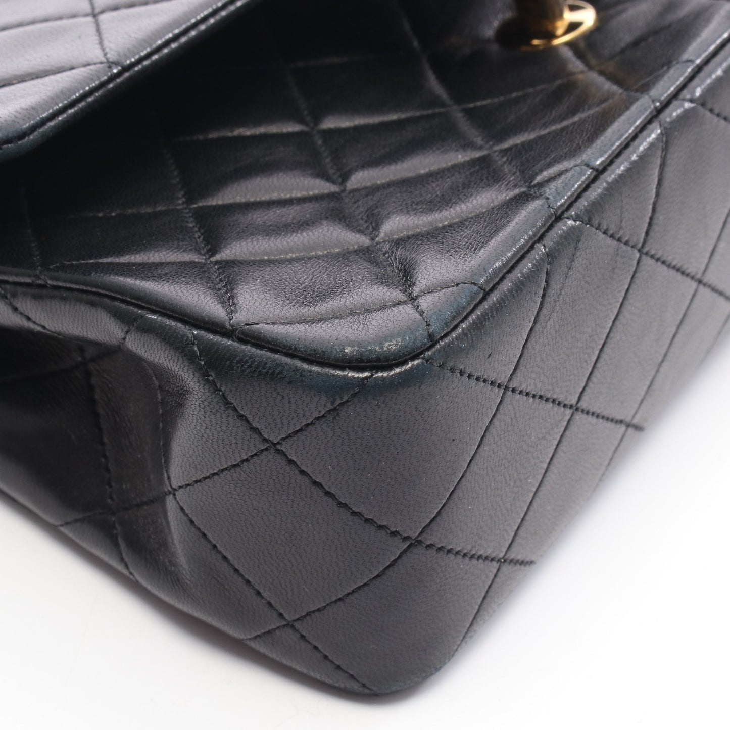 マトラッセ Wフラップ Wチェーンショルダーバッグ ラムスキン ブラック ゴールド金具 シャネル バッグ CHANEL