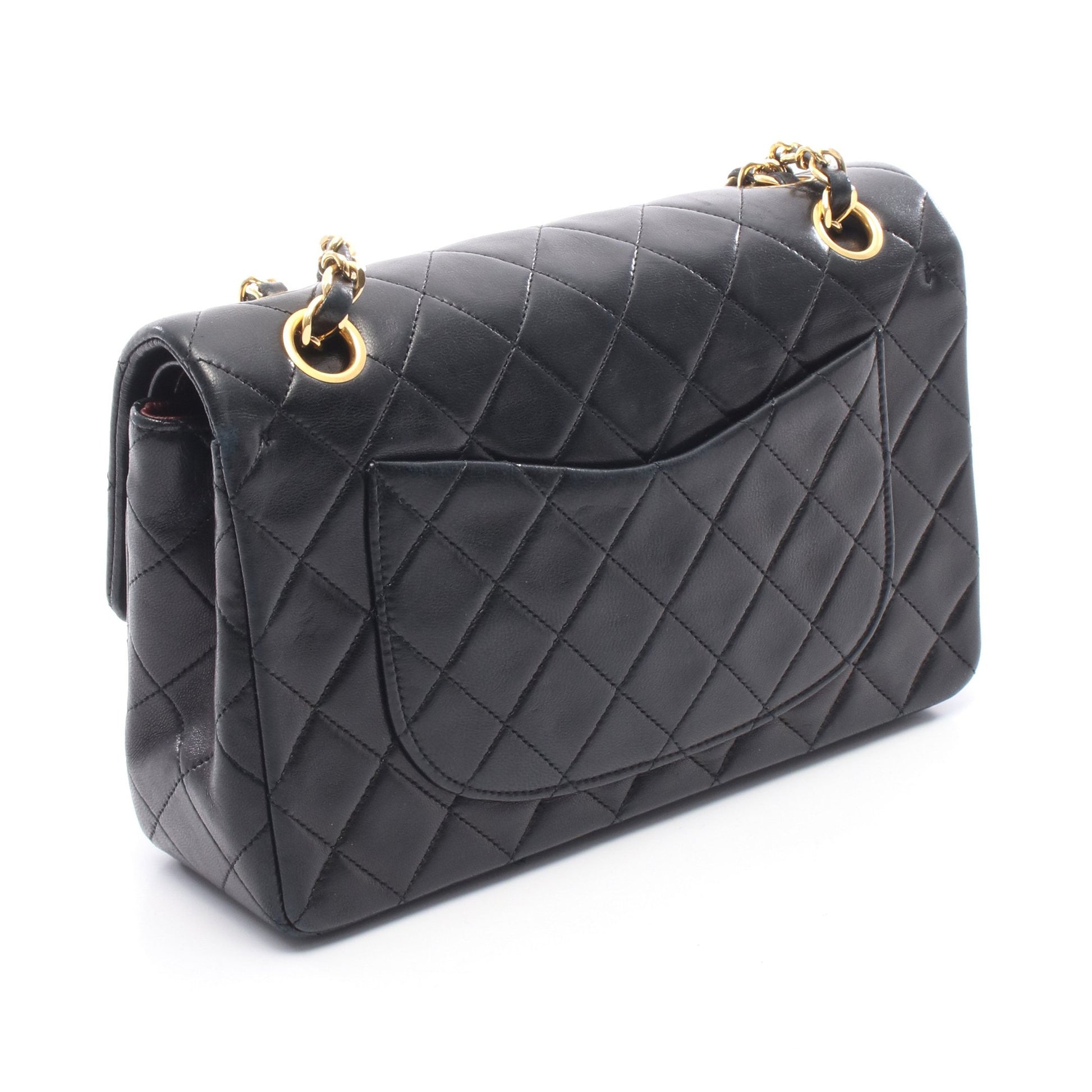 マトラッセ Wフラップ Wチェーンショルダーバッグ ラムスキン ブラック ゴールド金具 シャネル バッグ CHANEL