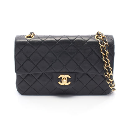 マトラッセ Wフラップ Wチェーンショルダーバッグ ラムスキン ブラック ゴールド金具 シャネル バッグ CHANEL