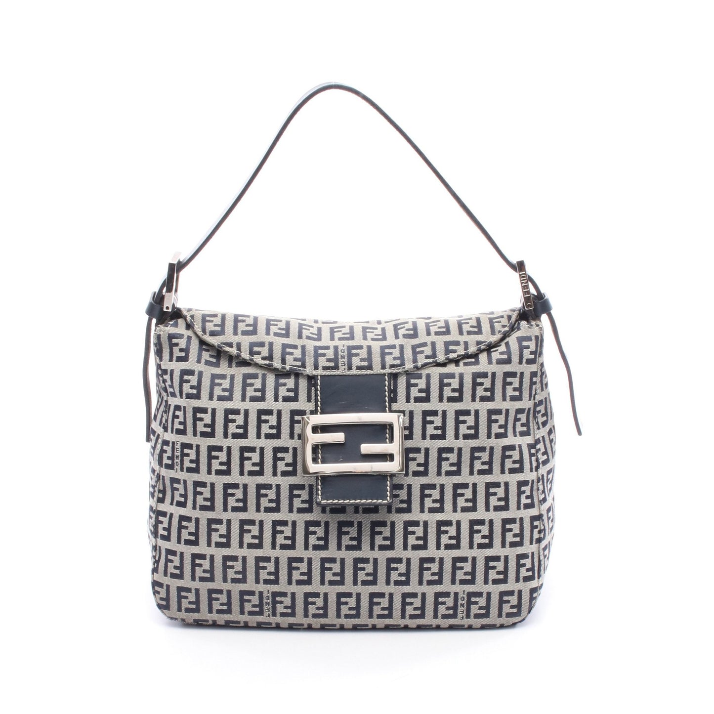 マンマバケット ズッキーノ ハンドバッグ キャンバス レザー ネイビー グレー フェンディ バッグ FENDI