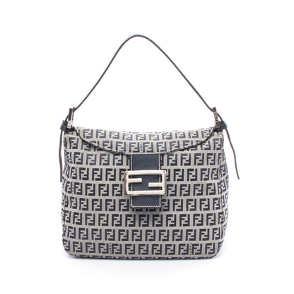 マンマバケット ズッキーノ ハンドバッグ キャンバス レザー ネイビー グレー フェンディ バッグ FENDI