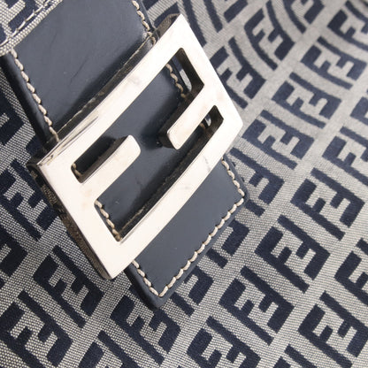 マンマバケット ズッキーノ ハンドバッグ キャンバス レザー ネイビー グレー フェンディ バッグ FENDI
