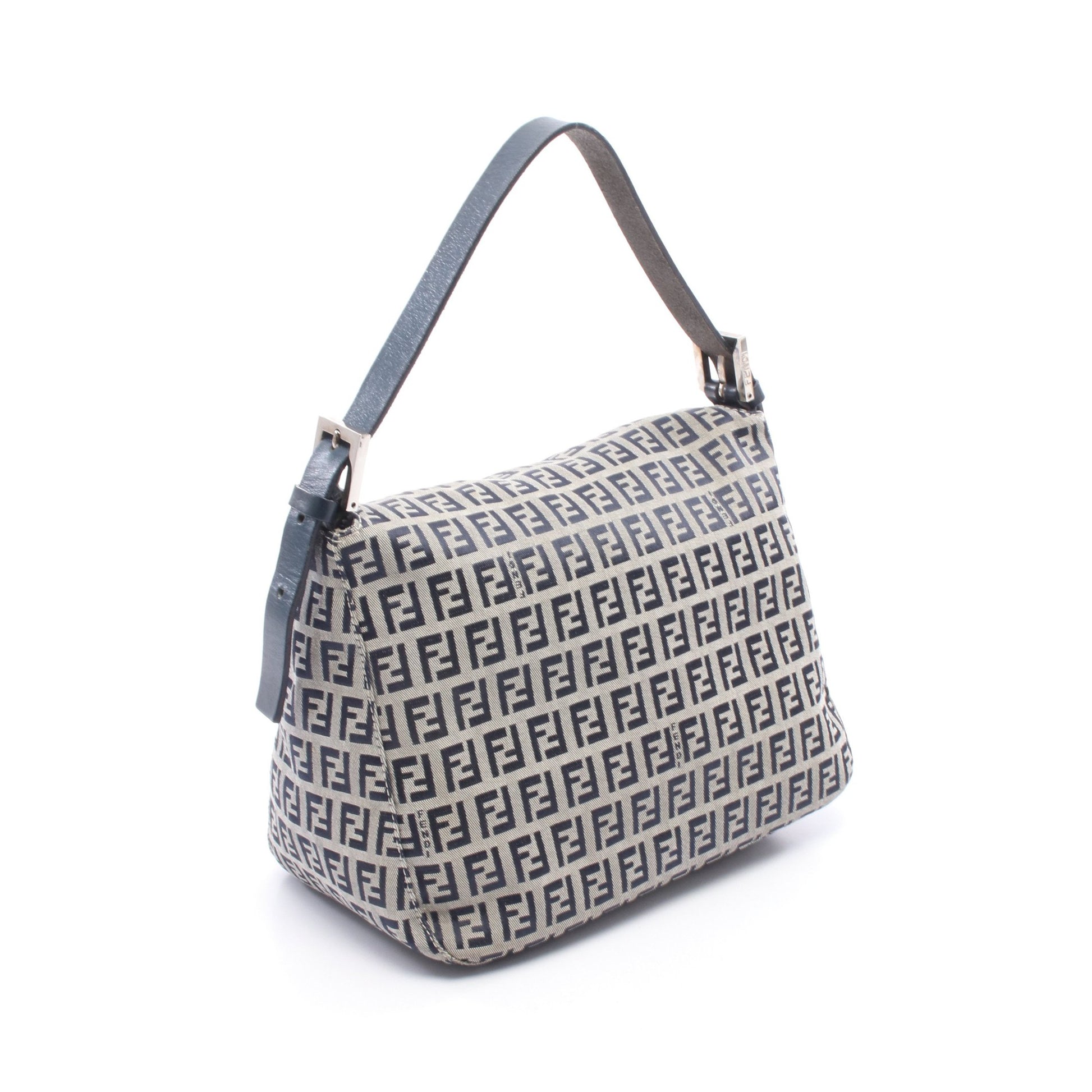 マンマバケット ズッキーノ ハンドバッグ キャンバス レザー ネイビー グレー フェンディ バッグ FENDI