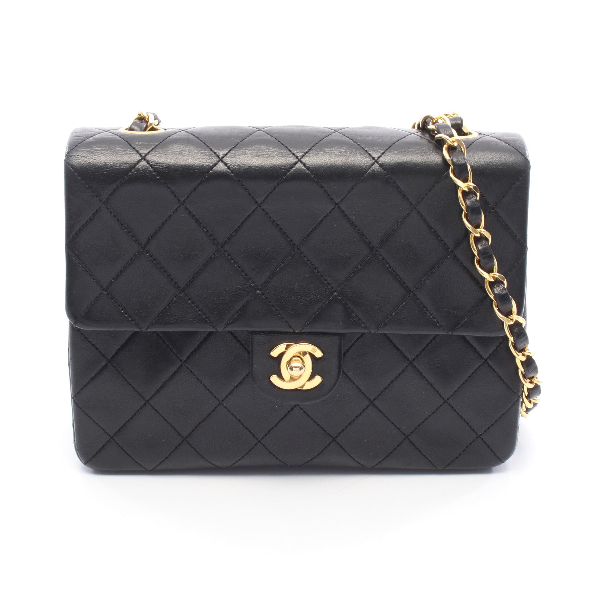 ミニマトラッセ20 チェーンショルダーバッグ ラムスキン ブラック ゴールド金具 シャネル バッグ CHANEL