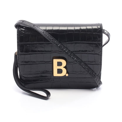 B. ビードット ショルダーバッグ エナメルレザー ブラック クロコ型押し バレンシアガ バッグ BALENCIAGA