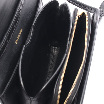 B. ビードット ショルダーバッグ エナメルレザー ブラック クロコ型押し バレンシアガ バッグ BALENCIAGA