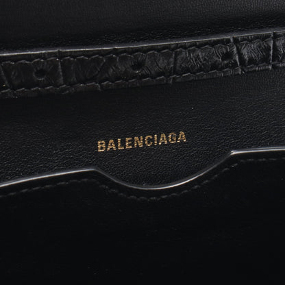 B. ビードット ショルダーバッグ エナメルレザー ブラック クロコ型押し バレンシアガ バッグ BALENCIAGA