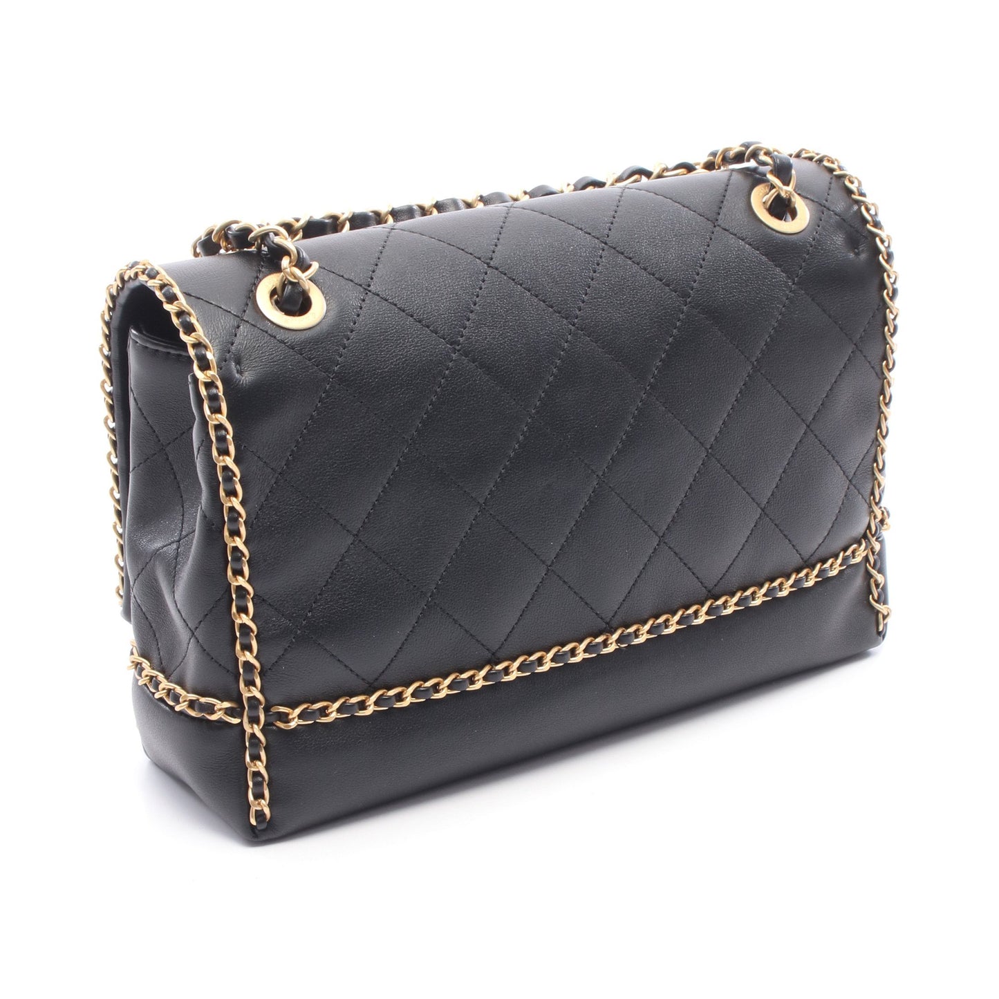 マトラッセ チェーンショルダーバッグ レザー ブラック ゴールド金具 シャネル バッグ CHANEL