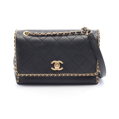 マトラッセ チェーンショルダーバッグ レザー ブラック ゴールド金具 シャネル バッグ CHANEL