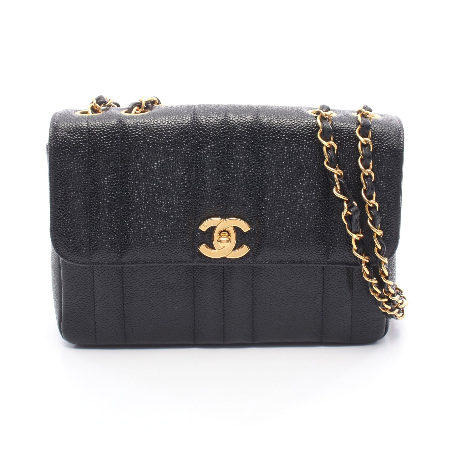 マドモアゼル チェーンショルダーバッグ キャビアスキン ブラック ゴールド金具 シャネル バッグ CHANEL