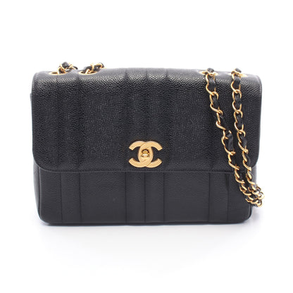 マドモアゼル チェーンショルダーバッグ キャビアスキン ブラック ゴールド金具 シャネル バッグ CHANEL