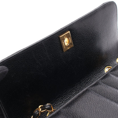 マドモアゼル チェーンショルダーバッグ キャビアスキン ブラック ゴールド金具 シャネル バッグ CHANEL