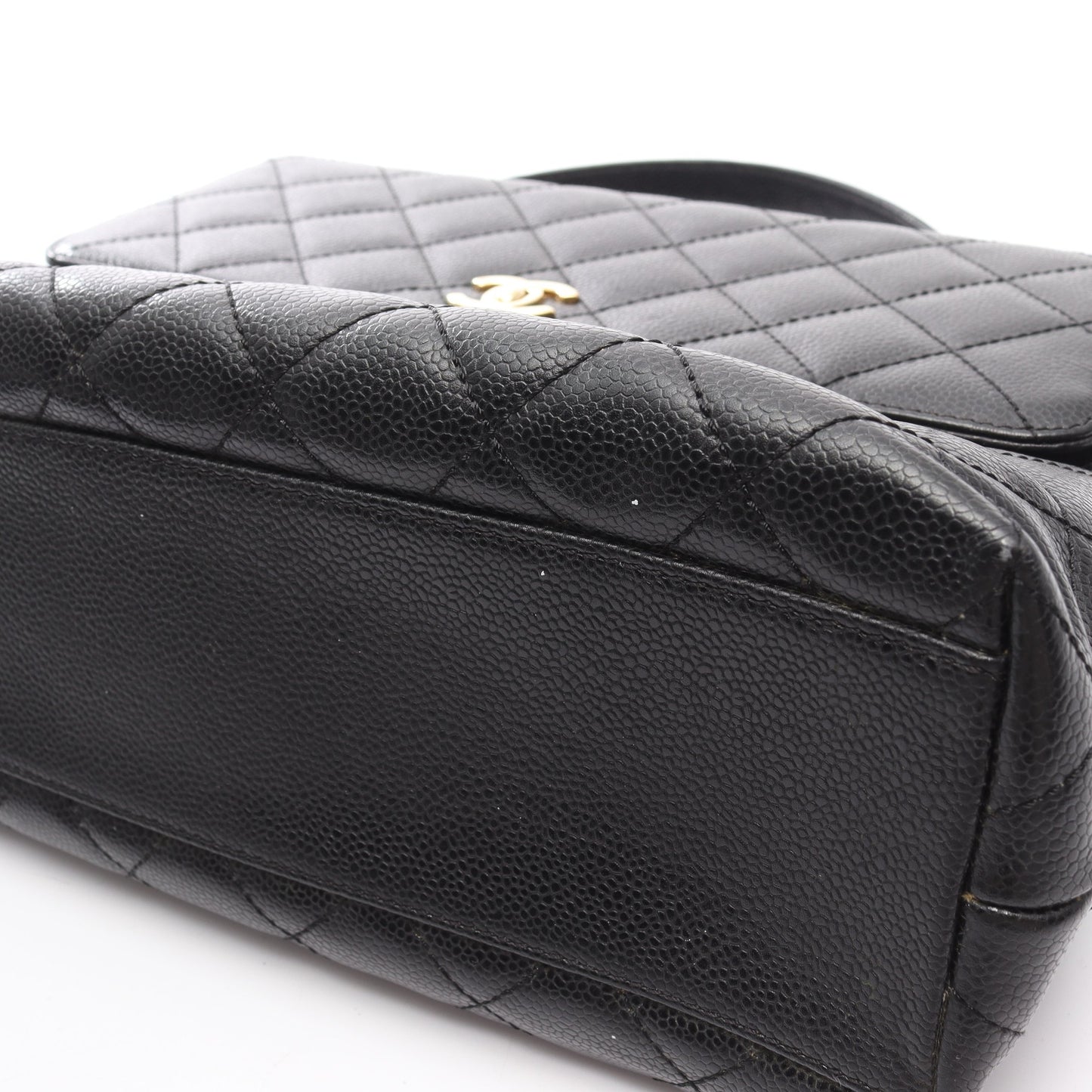 マトラッセ ハンドバッグ キャビアスキン ブラック ゴールド金具 シャネル バッグ CHANEL