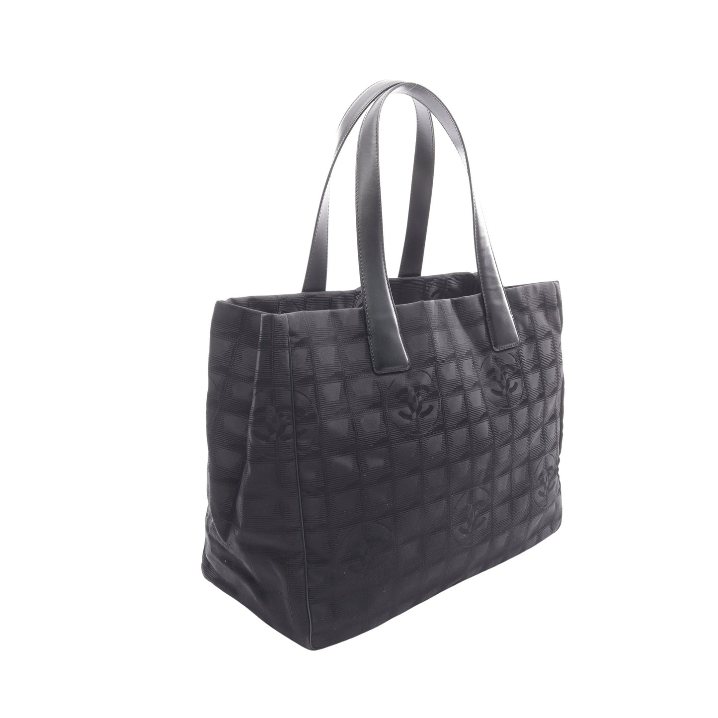 ニュートラベルラインMM ハンドバッグ トートバッグ ナイロンキャンバス レザー ブラック ゴールド金具 シャネル バッグ CHANEL
