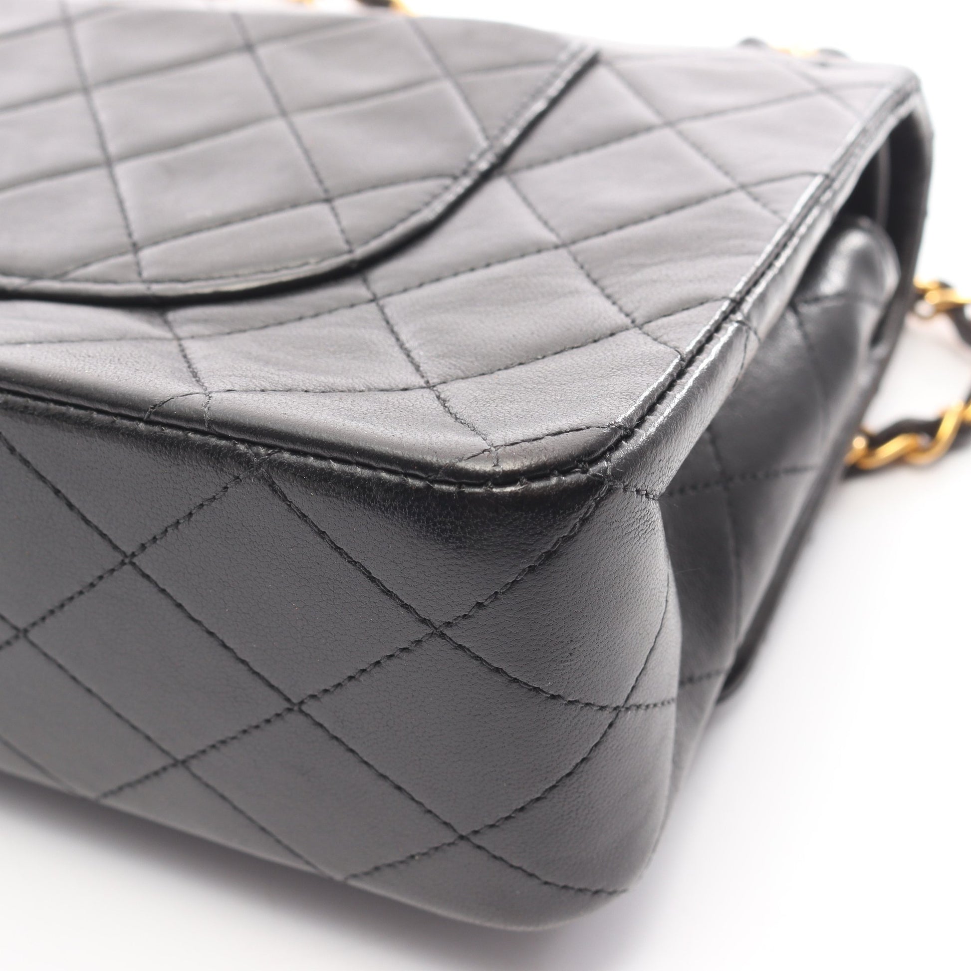 マトラッセ Wフラップ Wチェーンショルダーバッグ ラムスキン ブラック ゴールド金具 シャネル バッグ CHANEL