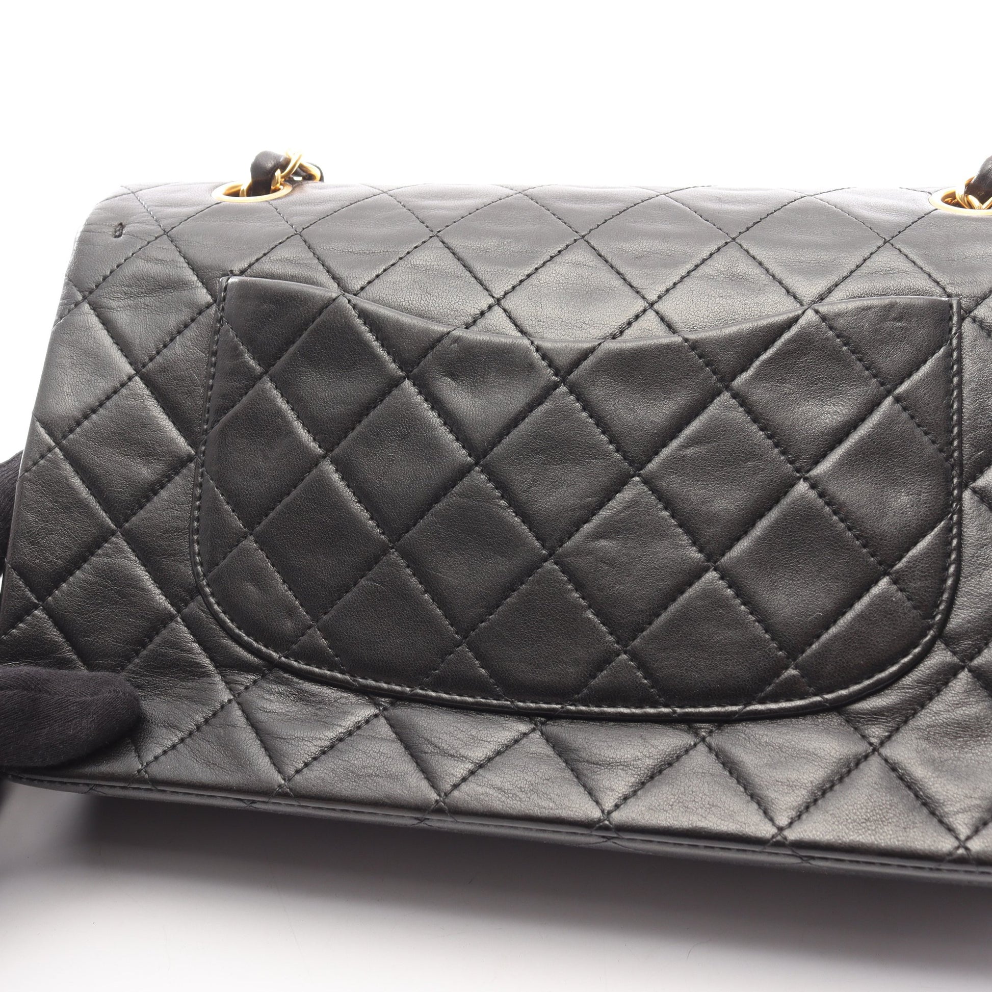 マトラッセ Wフラップ Wチェーンショルダーバッグ ラムスキン ブラック ゴールド金具 シャネル バッグ CHANEL