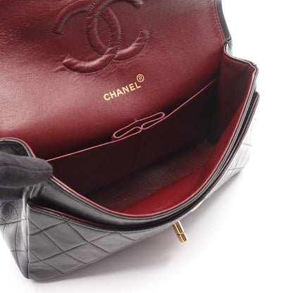 マトラッセ Wフラップ Wチェーンショルダーバッグ ラムスキン ブラック ゴールド金具 シャネル バッグ CHANEL