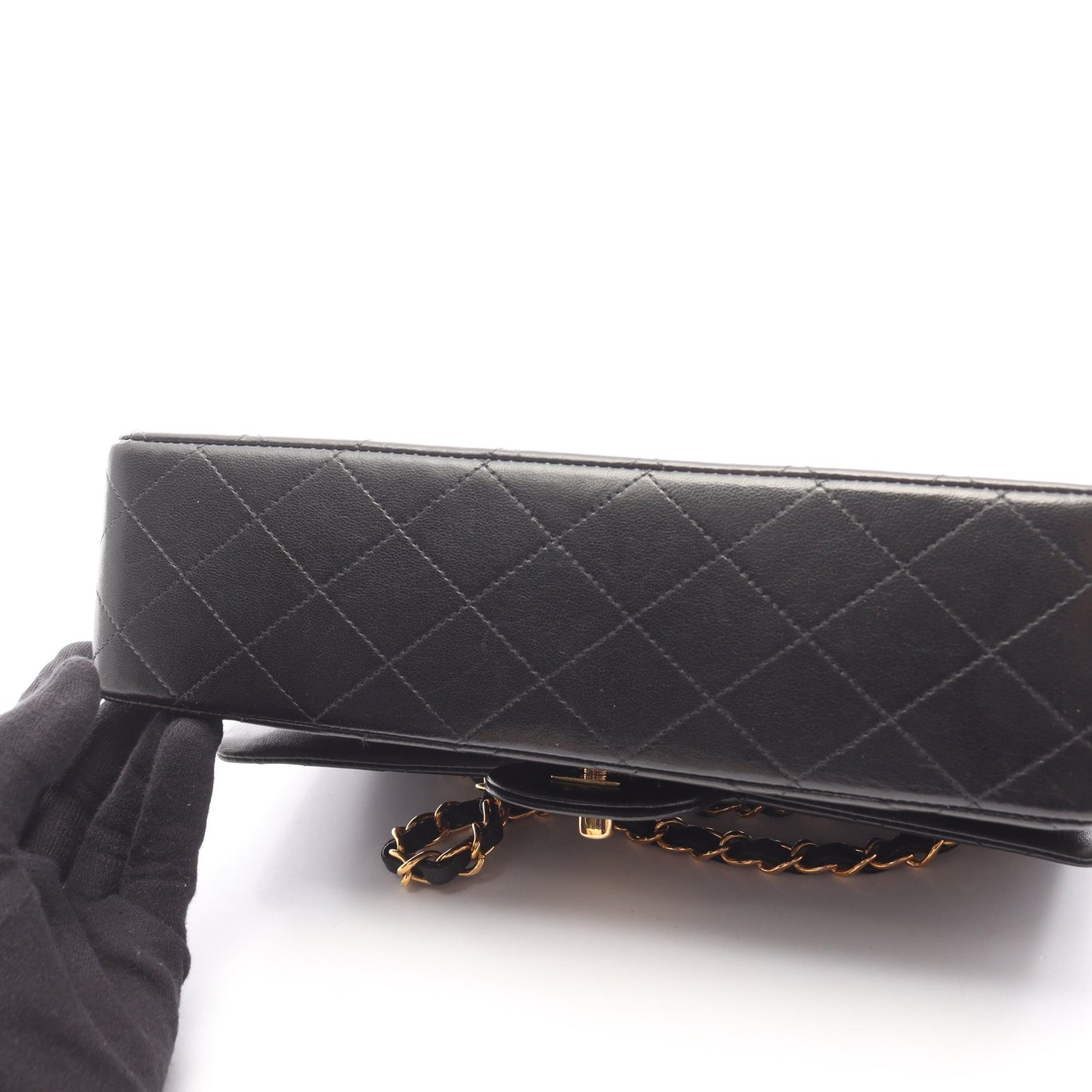 マトラッセ Wフラップ Wチェーンショルダーバッグ ラムスキン ブラック ゴールド金具 シャネル バッグ CHANEL