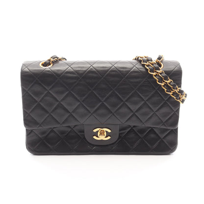マトラッセ Wフラップ Wチェーンショルダーバッグ ラムスキン ブラック ゴールド金具 シャネル バッグ CHANEL