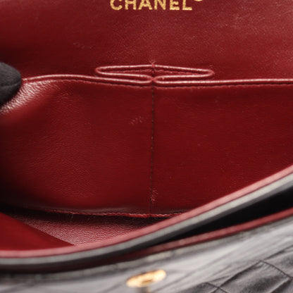 マトラッセ Wフラップ Wチェーンショルダーバッグ ラムスキン ブラック ゴールド金具 シャネル バッグ CHANEL