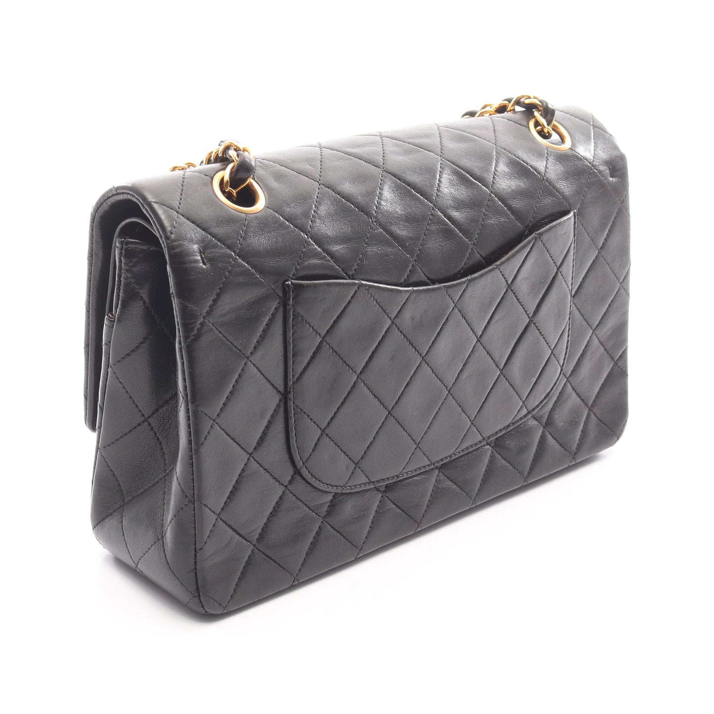 マトラッセ Wフラップ Wチェーンショルダーバッグ ラムスキン ブラック ゴールド金具 シャネル バッグ CHANEL