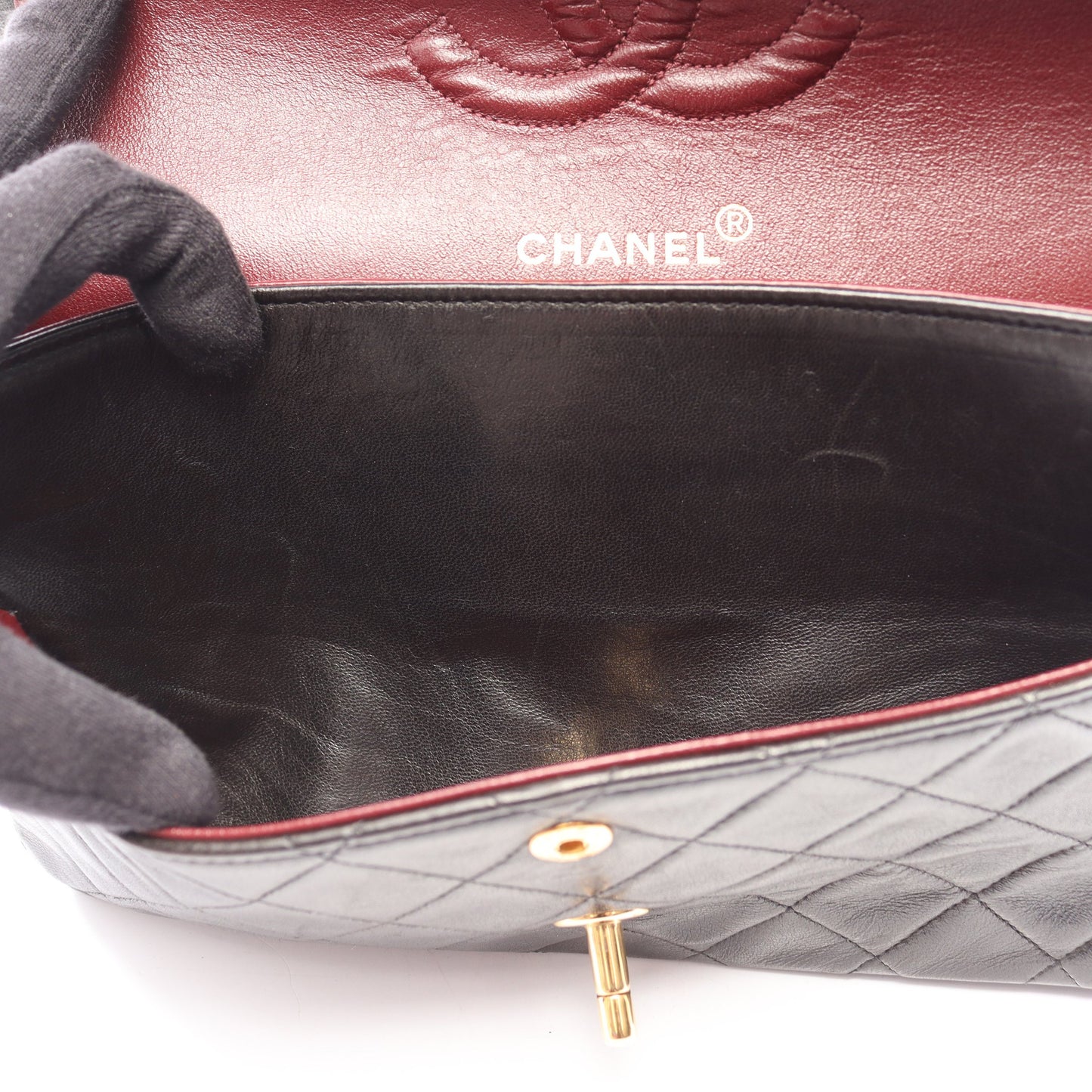 マトラッセ Wフラップ Wチェーンショルダーバッグ ラムスキン ブラック ゴールド金具 シャネル バッグ CHANEL