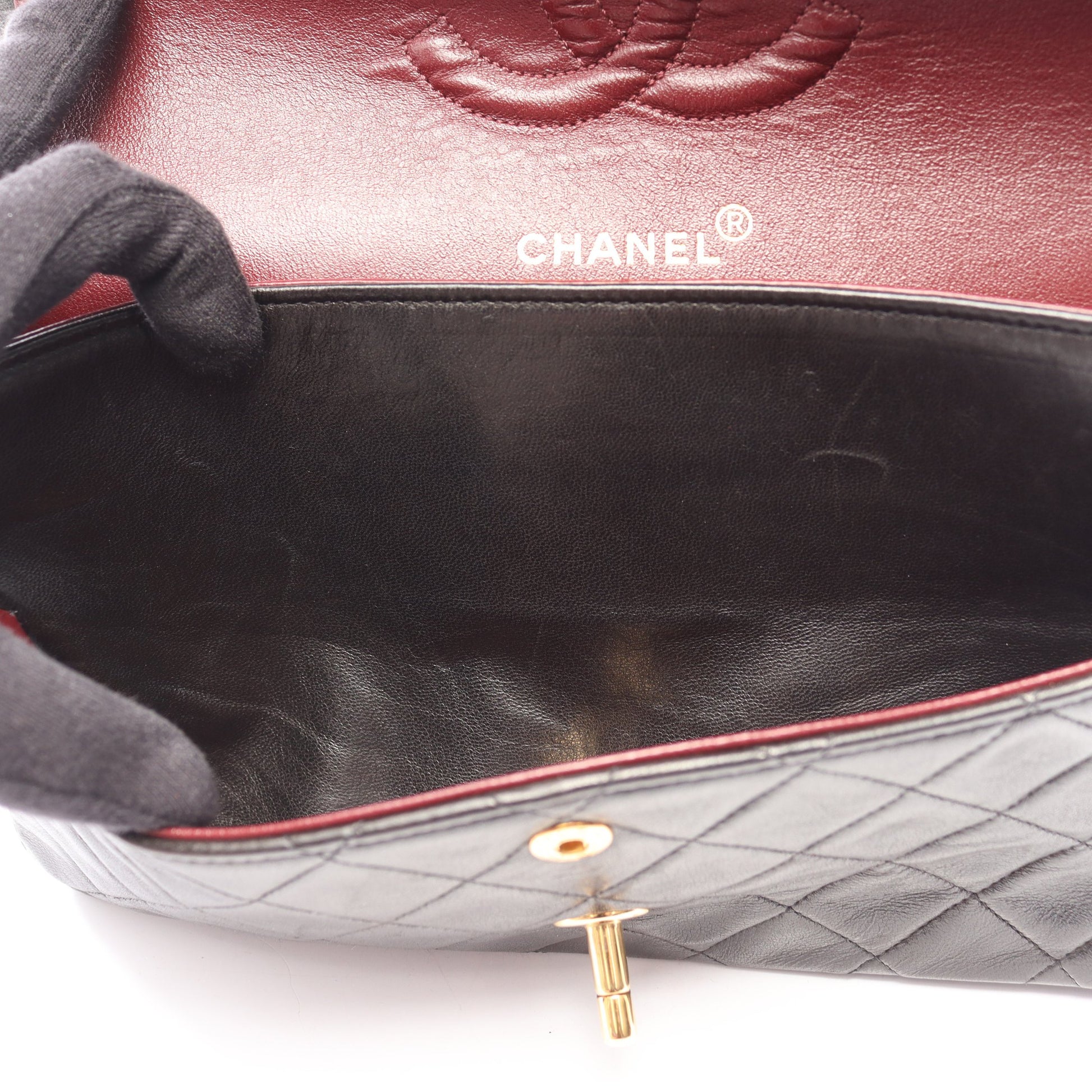 マトラッセ Wフラップ Wチェーンショルダーバッグ ラムスキン ブラック ゴールド金具 シャネル バッグ CHANEL