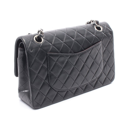 マトラッセ Wフラップ Wチェーンショルダーバッグ ラムスキン ブラック シルバー金具 シャネル バッグ CHANEL