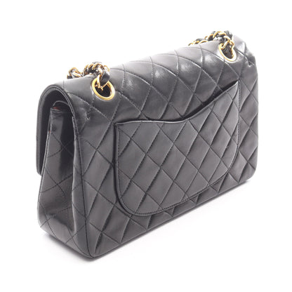 マトラッセ Wフラップ Wチェーンショルダーバッグ ラムスキン ブラック ゴールド金具 シャネル バッグ CHANEL