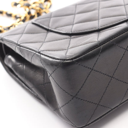 マトラッセ Wフラップ Wチェーンショルダーバッグ ラムスキン ブラック ゴールド金具 シャネル バッグ CHANEL