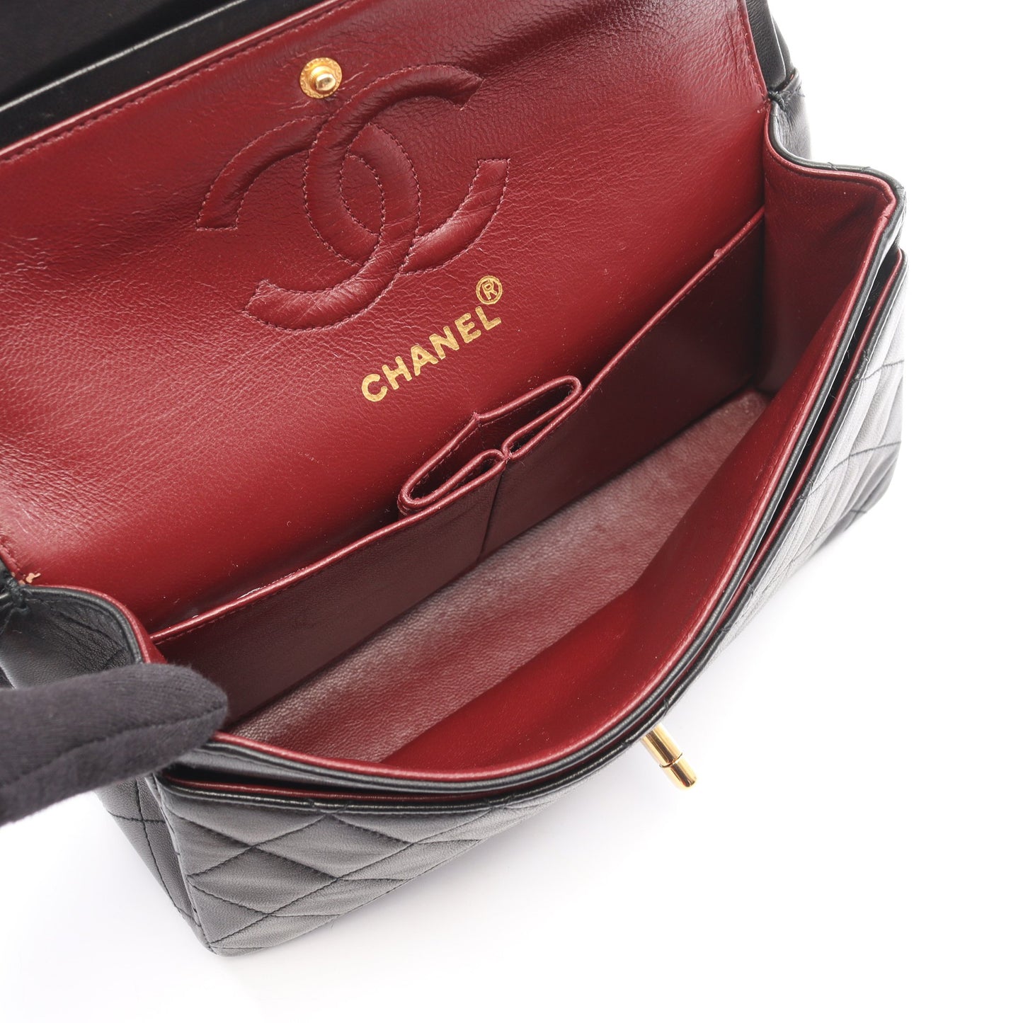 マトラッセ Wフラップ Wチェーンショルダーバッグ ラムスキン ブラック ゴールド金具 シャネル バッグ CHANEL