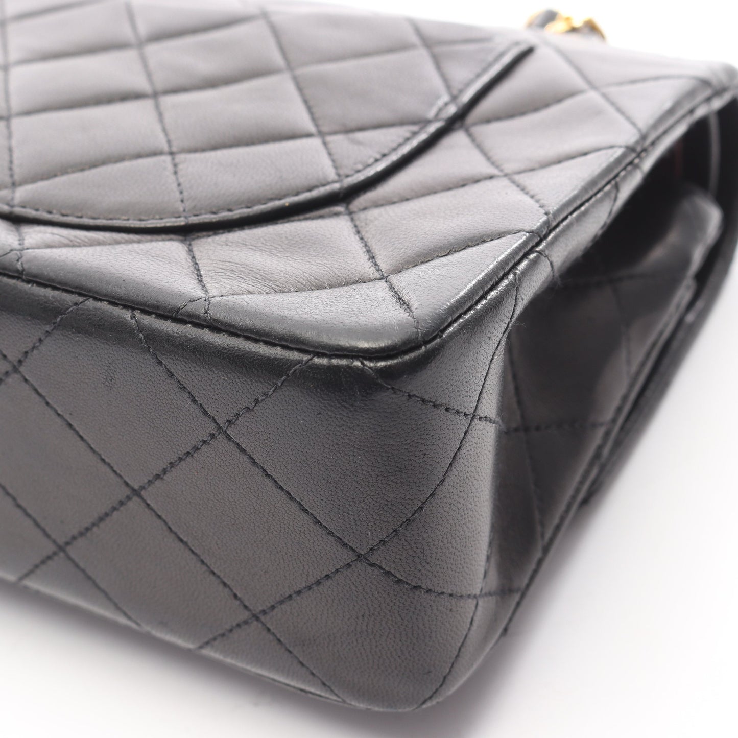 マトラッセ Wフラップ Wチェーンショルダーバッグ ラムスキン ブラック ゴールド金具 シャネル バッグ CHANEL