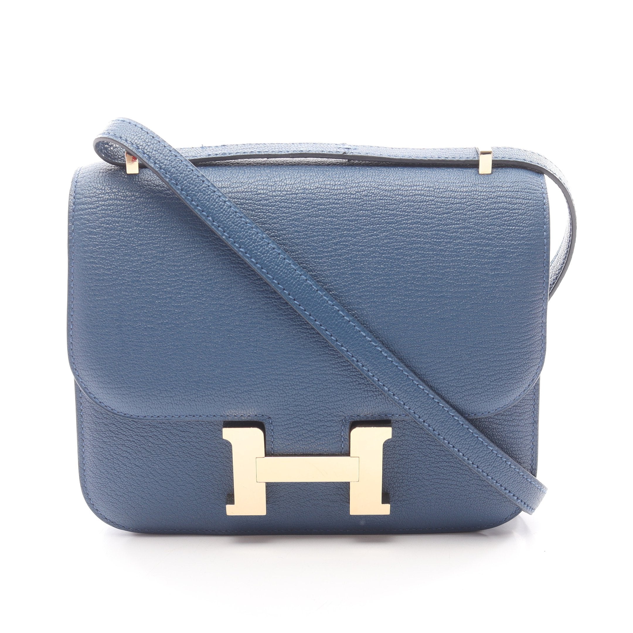 エルメス HERMES コンスタンス3 ミニ ブルータイ ショルダーバッグ バッグ レザー シェーブル シェーブル W刻印（2024年製造） レディース ブルー系 【中古】 コンスタンス3 ミニ ブルータイ ショルダーバッグ シェーブル ブルー