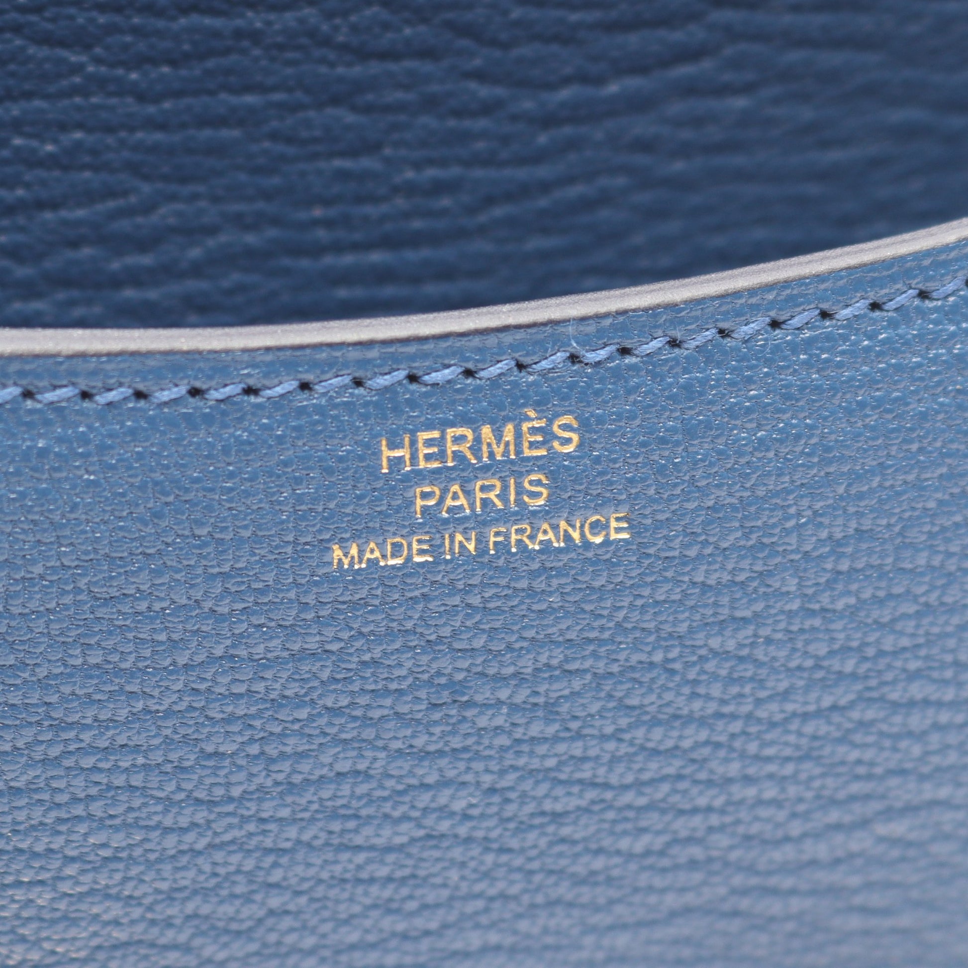 コンスタンス3 ミニ ブルータイ ショルダーバッグ シェーブル ブルー ゴールド金具 W刻印 エルメス バッグ HERMES