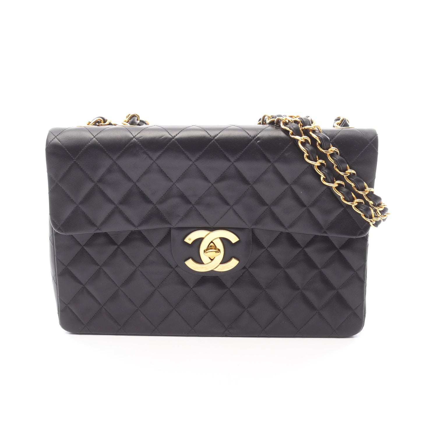 デカマトラッセ34 Wチェーンショルダーバッグ ラムスキン ブラック ゴールド金具 シャネル バッグ CHANEL