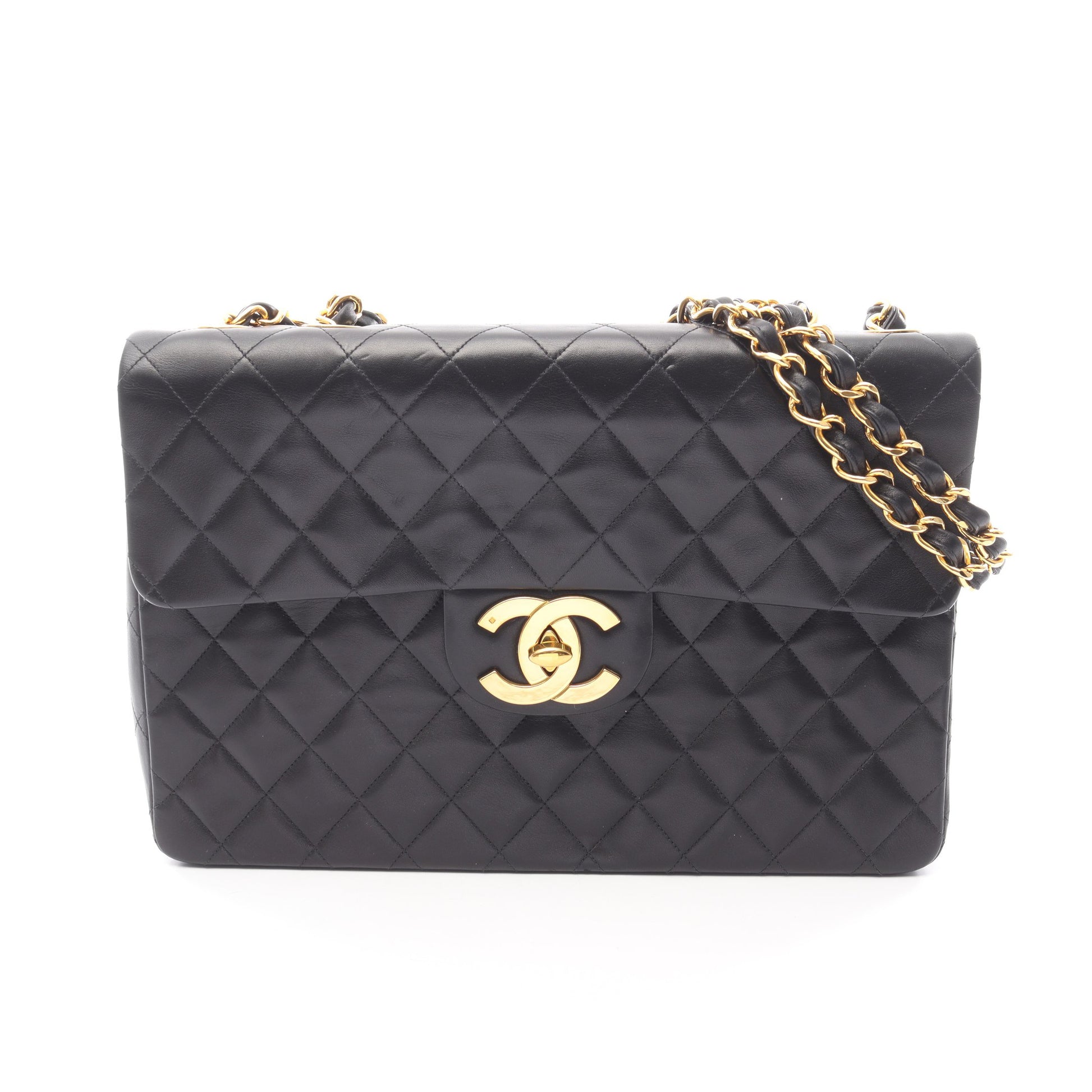 デカマトラッセ34 Wチェーンショルダーバッグ ラムスキン ブラック ゴールド金具 シャネル バッグ CHANEL