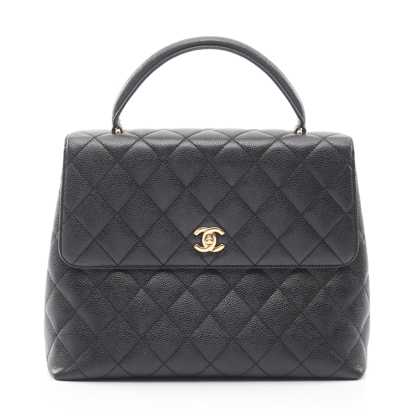 マトラッセ ハンドバッグ キャビアスキン ブラック ゴールド金具 シャネル バッグ CHANEL