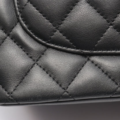 カンボンライン ラージ ショルダーバッグ トートバッグ レザー エナメルレザー ブラック シルバー金具 シャネル バッグ CHANEL