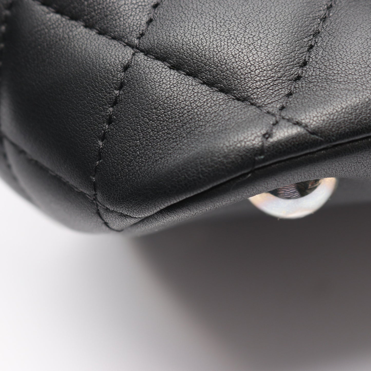 カンボンライン ラージ ショルダーバッグ トートバッグ レザー エナメルレザー ブラック シルバー金具 シャネル バッグ CHANEL