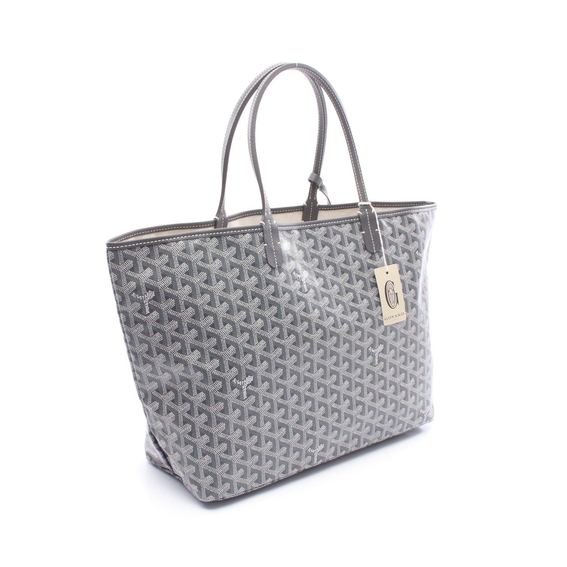 サンルイPM ハンドバッグ トートバッグ コーティングキャンバス レザー グレー ホワイト ゴヤール バッグ GOYARD