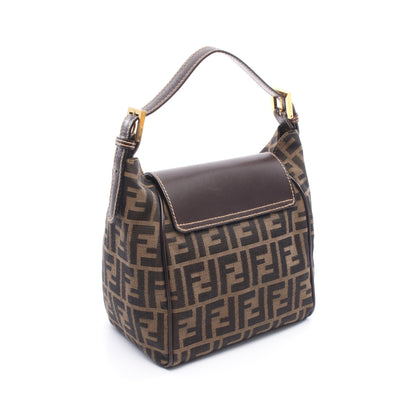 ズッカ ハンドバッグ キャンバス レザー ブラウン ダークブラウン フェンディ バッグ FENDI