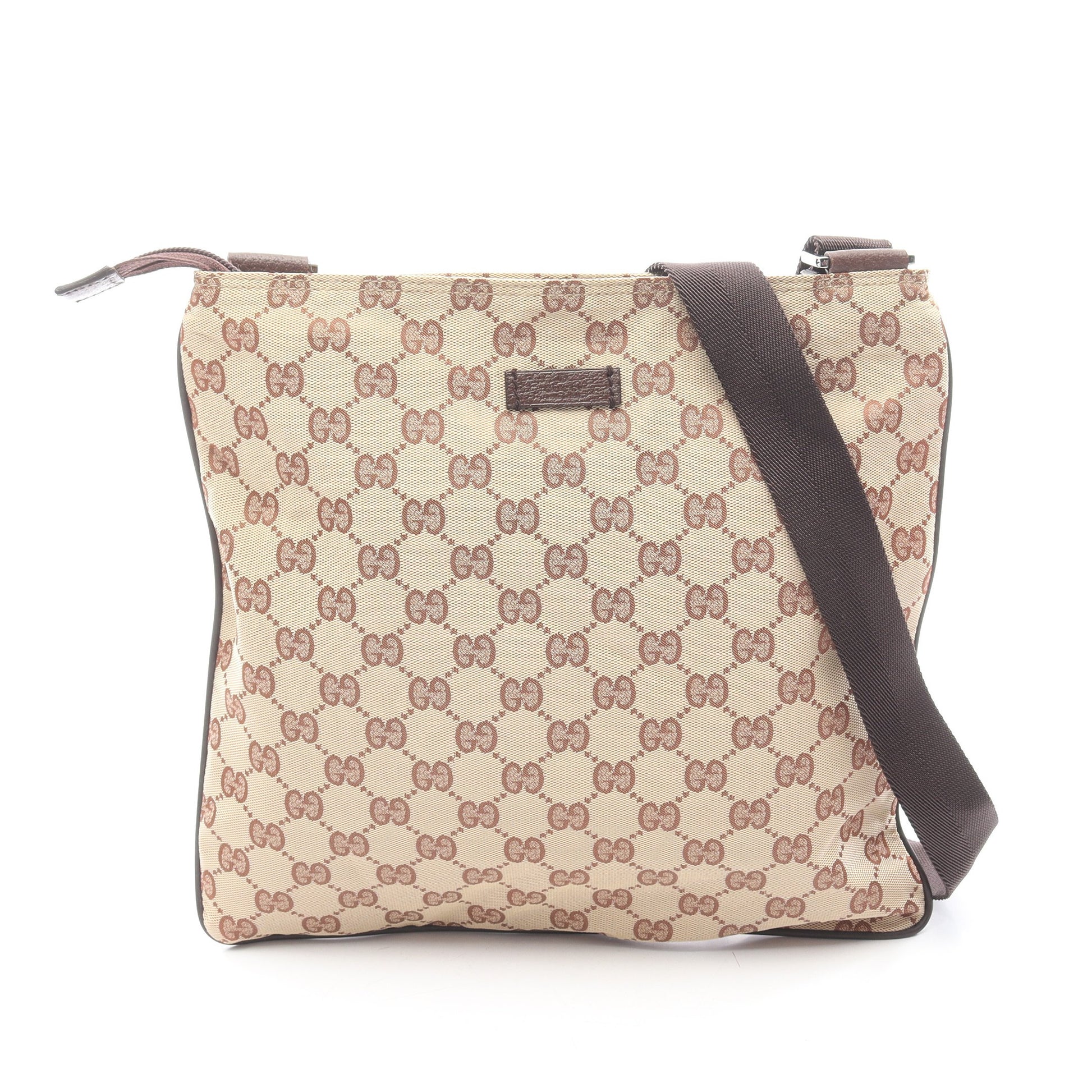 GG柄 ショルダーバッグ ナイロンキャンバス レザー ベージュ ダークブラウン グッチ バッグ GUCCI