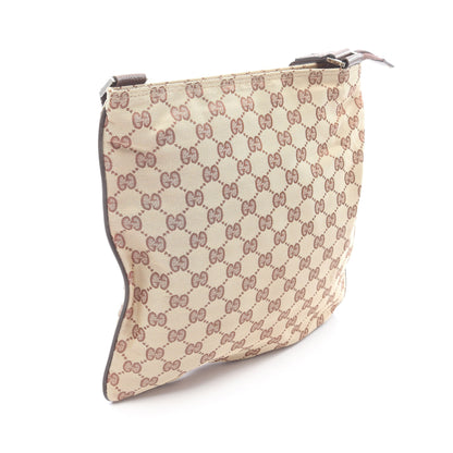 GG柄 ショルダーバッグ ナイロンキャンバス レザー ベージュ ダークブラウン グッチ バッグ GUCCI
