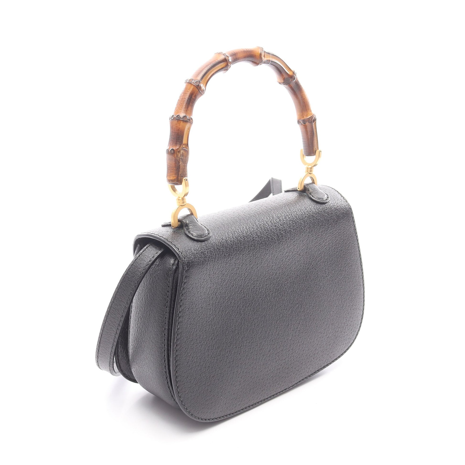バンブー ハンドバッグ レザー ブラック 2WAY グッチ バッグ GUCCI