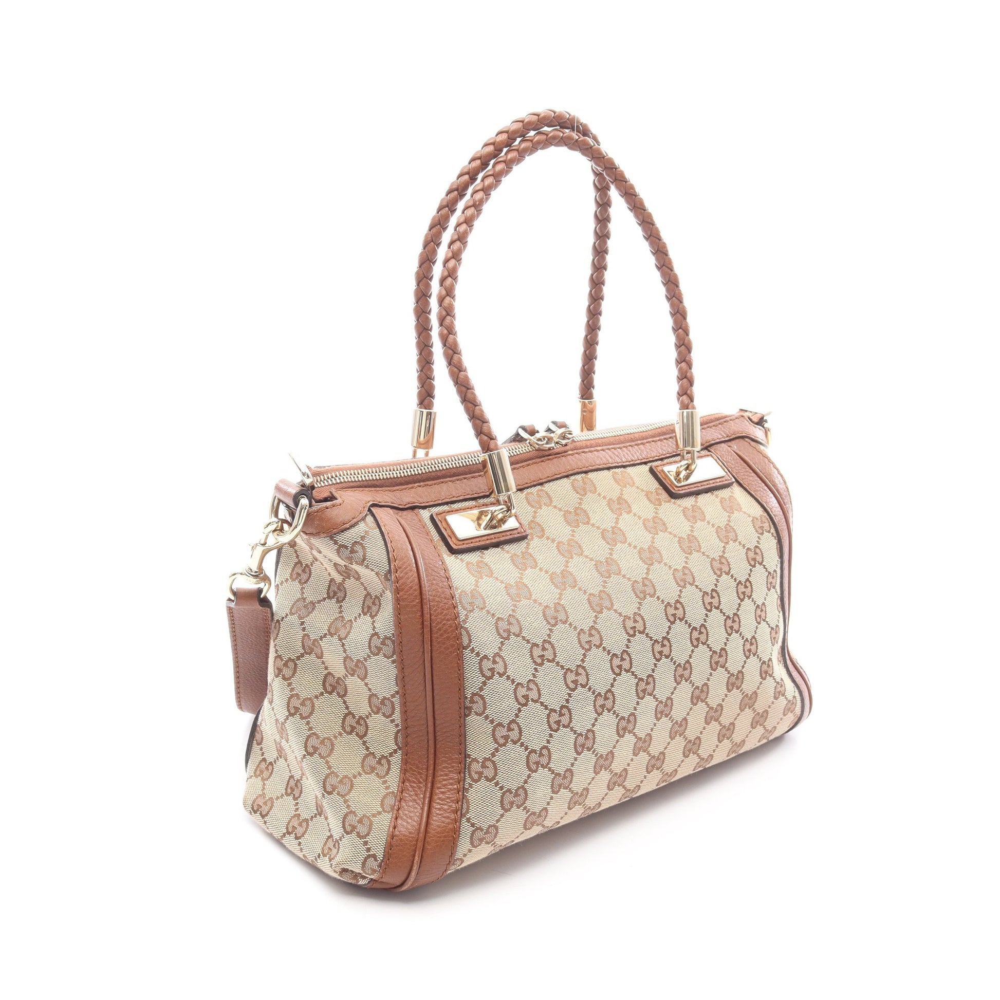 ベラ バンブー GGキャンバス ハンドバッグ トートバッグ キャンバス レザー ベージュ ブラウン 2WAY グッチ バッグ GUCCI