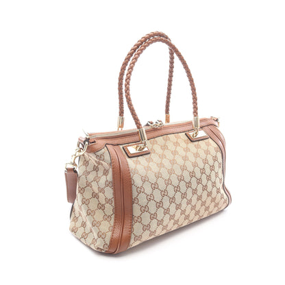 ベラ バンブー GGキャンバス ハンドバッグ トートバッグ キャンバス レザー ベージュ ブラウン 2WAY グッチ バッグ GUCCI