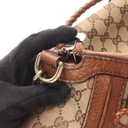 ベラ バンブー GGキャンバス ハンドバッグ トートバッグ キャンバス レザー ベージュ ブラウン 2WAY グッチ バッグ GUCCI