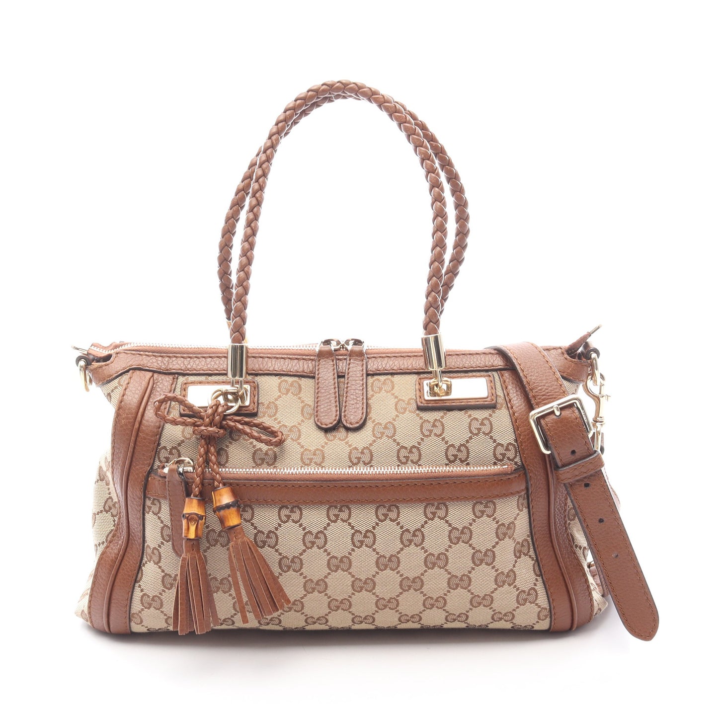 ベラ バンブー GGキャンバス ハンドバッグ トートバッグ キャンバス レザー ベージュ ブラウン 2WAY グッチ バッグ GUCCI